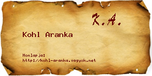 Kohl Aranka névjegykártya